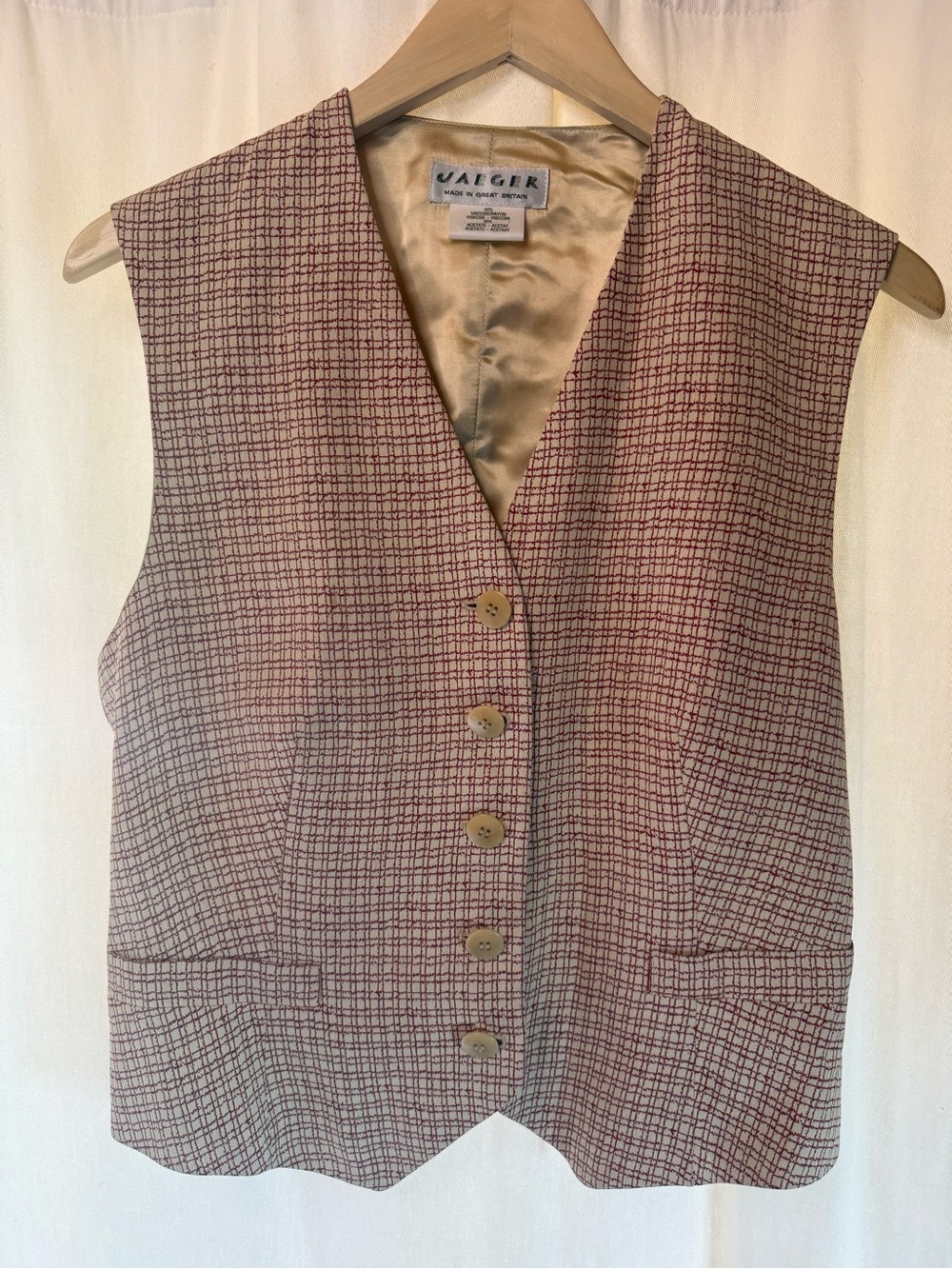 Jaeger Red Square Patterned Vest